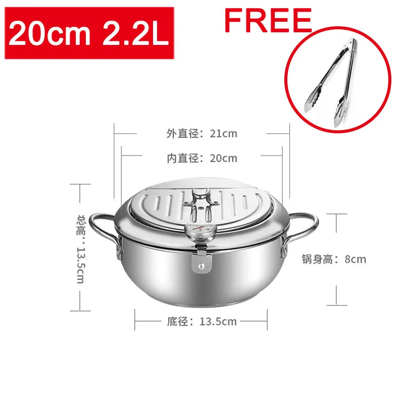 Freidora tempura de estilo japonés, freidora pequeña para el hogar, olla ahorradora de aceite, mini olla pequeña especial de aceite para freír con control de temperatura