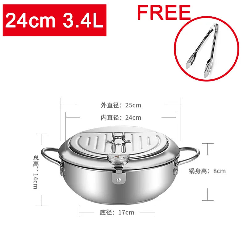 Freidora tempura de estilo japonés, freidora pequeña para el hogar, olla ahorradora de aceite, mini olla pequeña especial de aceite para freír con control de temperatura