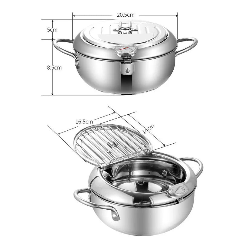 Freidora tempura de estilo japonés, freidora pequeña para el hogar, olla ahorradora de aceite, mini olla pequeña especial de aceite para freír con control de temperatura