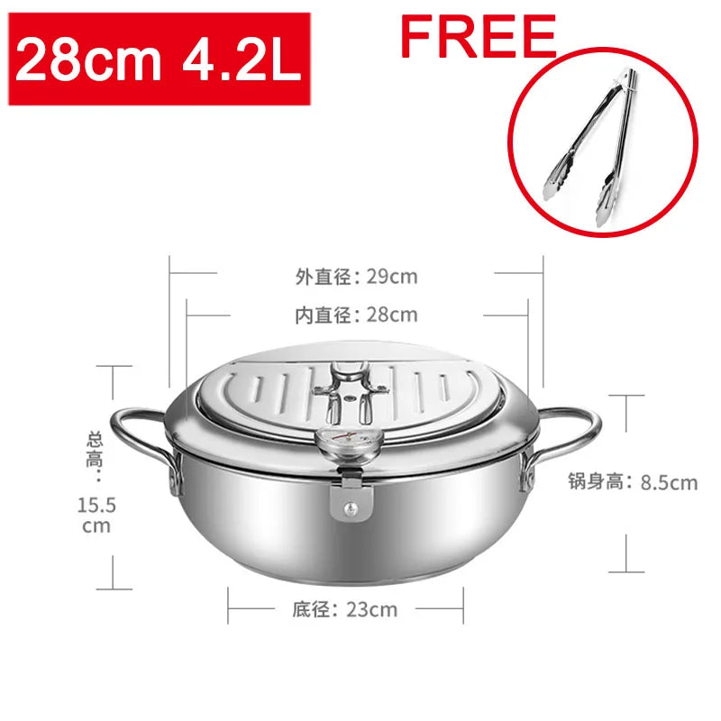 Freidora tempura de estilo japonés, freidora pequeña para el hogar, olla ahorradora de aceite, mini olla pequeña especial de aceite para freír con control de temperatura