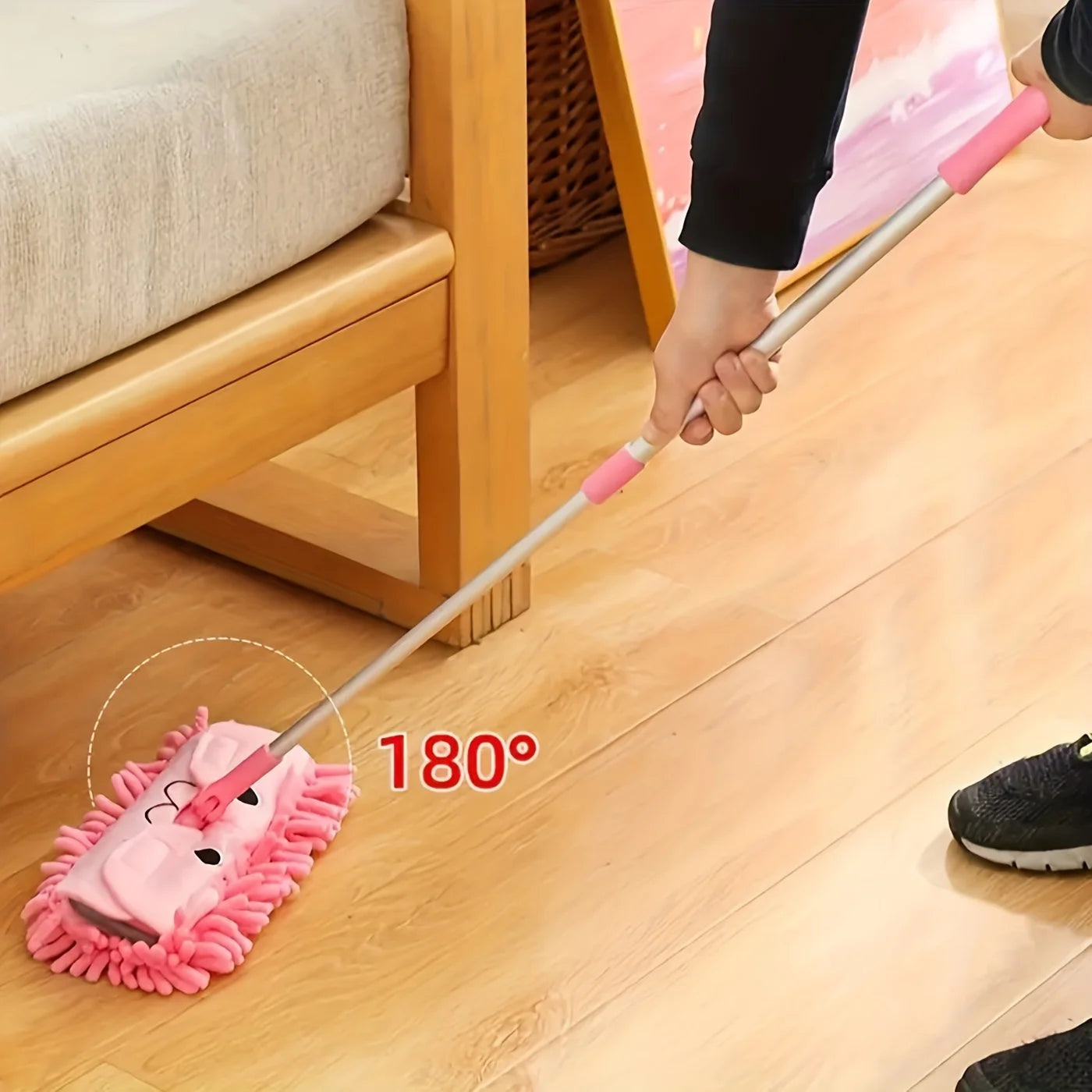 Mini fregona portátil con diseño de dibujos animados – limpieza en seco y húmedo para suelos y rincones