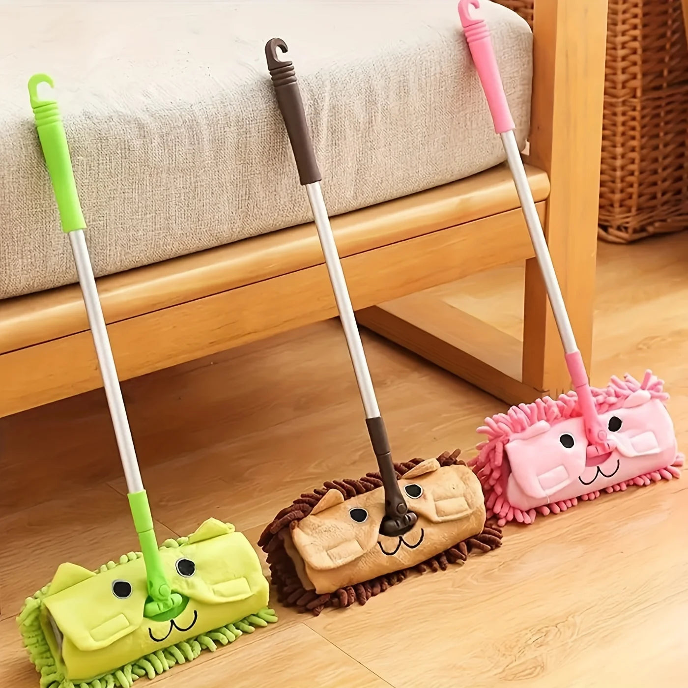 Mini fregona portátil con diseño de dibujos animados – limpieza en seco y húmedo para suelos y rincones