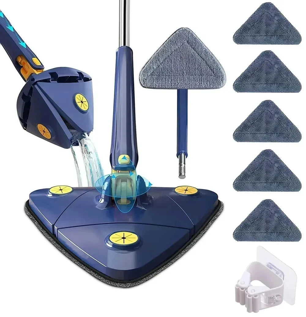 Fregona triangular telescópica, accesorio giratorio de 360 °, uso en seco y húmedo, absorción de agua, herramientas para el suelo del hogar