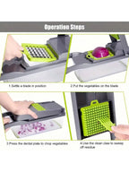 Juego de 14 uds/16 Uds., picadora de verduras, rebanadora de frutas multifuncional, rallador Manual de alimentos, rebanador de verduras, cortador con contenedor