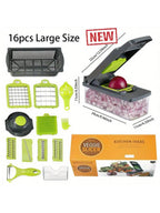 Juego de 14 uds/16 Uds., picadora de verduras, rebanadora de frutas multifuncional, rallador Manual de alimentos, rebanador de verduras, cortador con contenedor